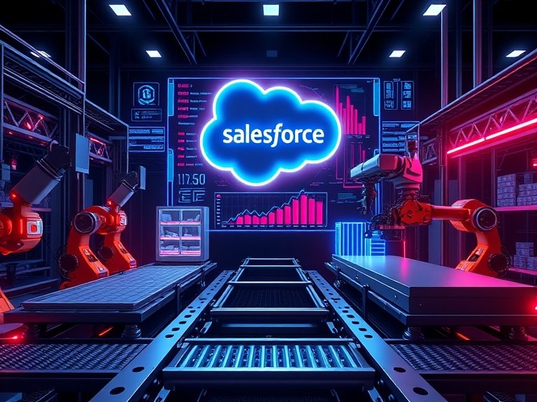 "Salesforce for Manufacturing illustration showing supply chain visibility